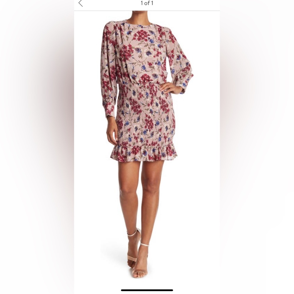 Meloday floral print smocked skirt mini dress. Worn once!perfect condition!